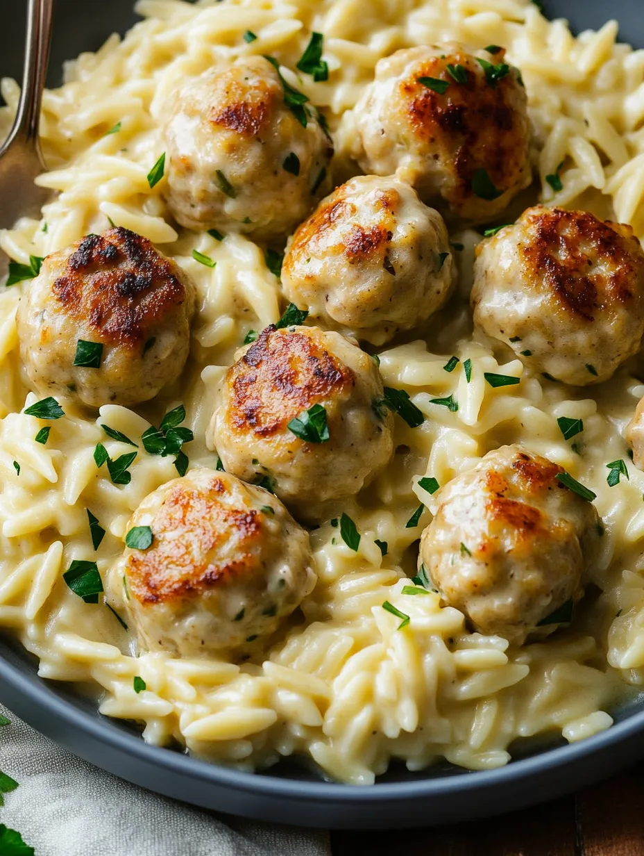 Eine Schale Pasta mit Fleischbällchen und Gemüse.