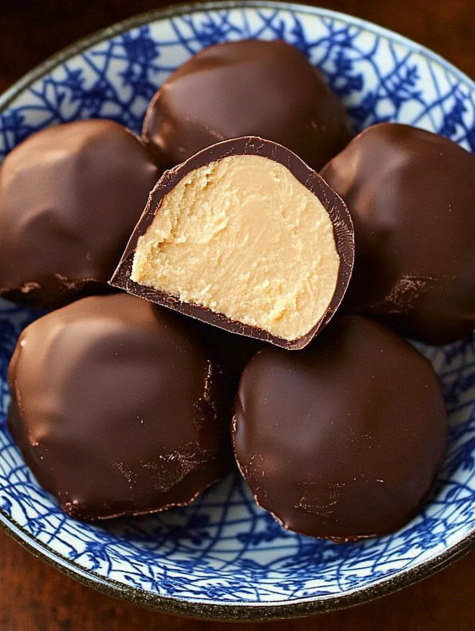 Ein Teller mit Schokoladenpralinen, eine fehlt.