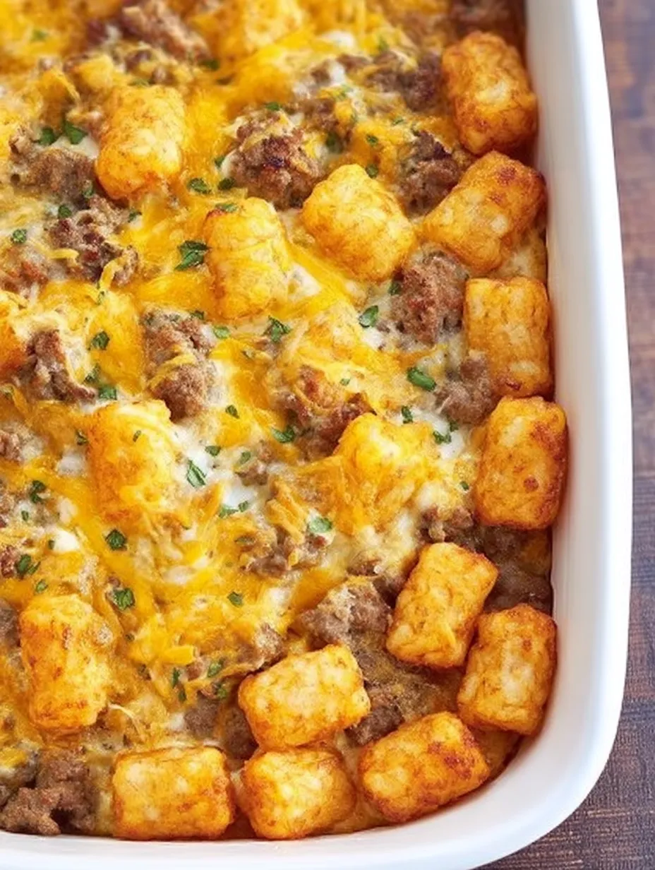 Ein Teller mit Essen, gelber Soße und Kartoffelplätzchen als Beilage.