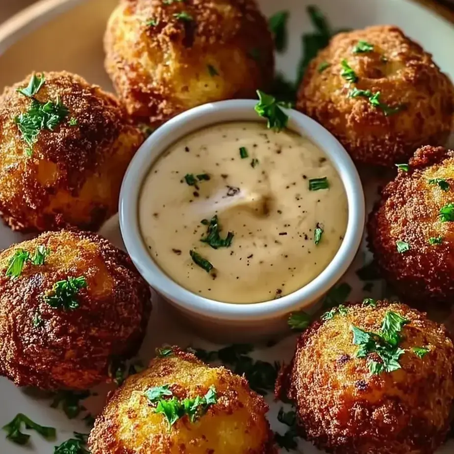 Ein Teller mit Speisen und einer Schüssel Sauce.