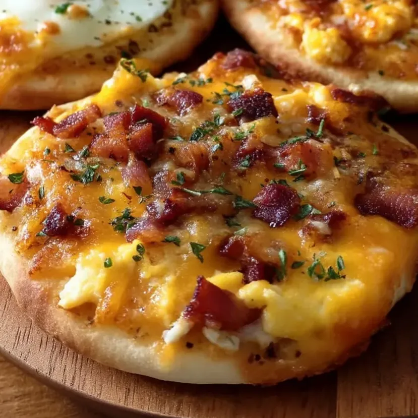 Ein Teller mit knusprigen Muffins mit Käse und Speck.