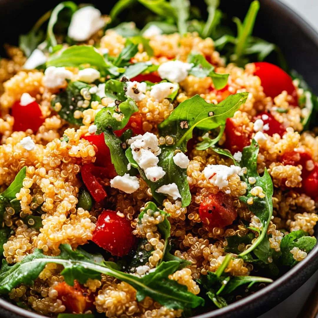 Eine Schüssel Quinoa mit Gemüse und Käse.