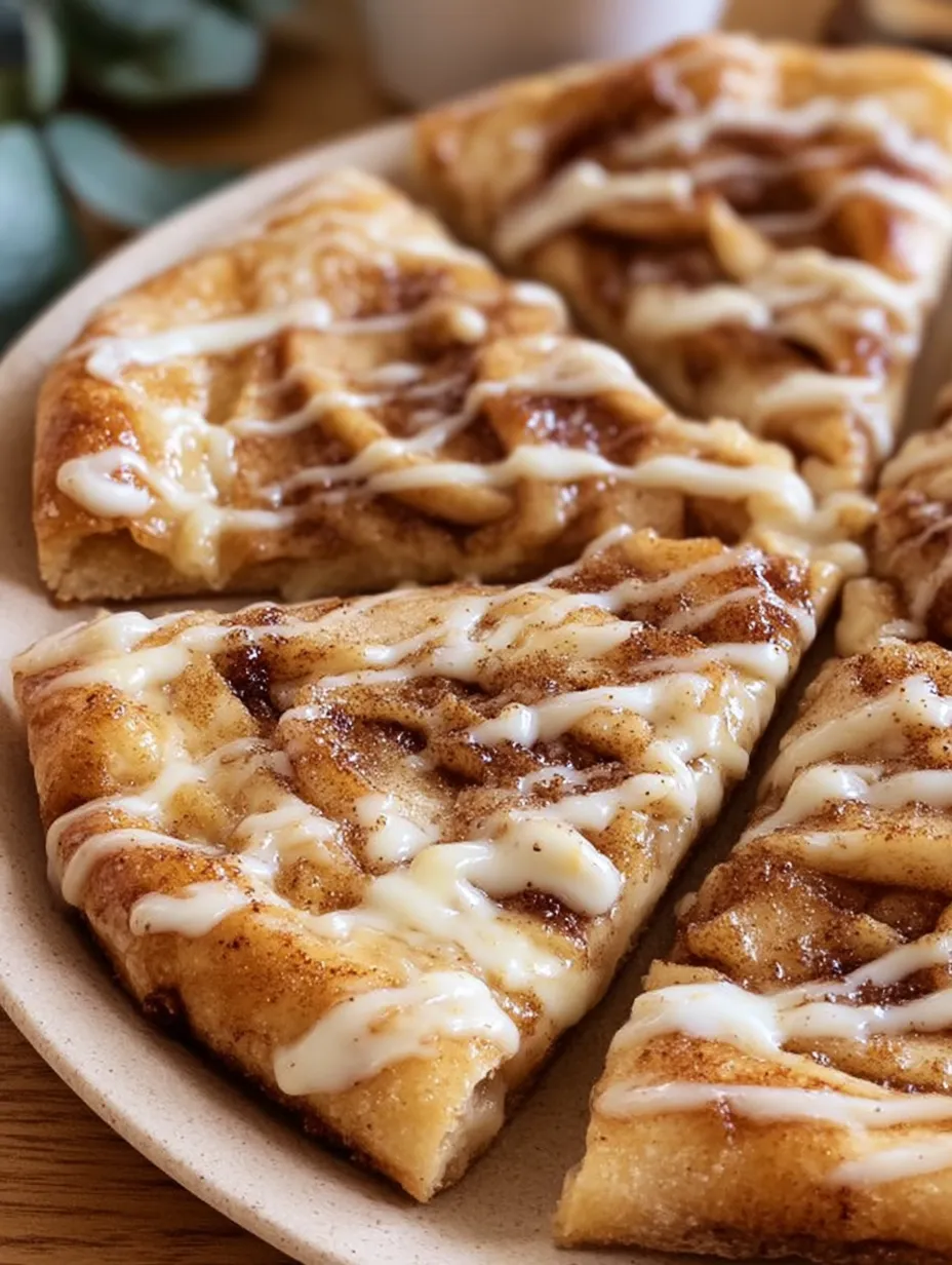 Ein Stück Zimtschnecken-Pizza.