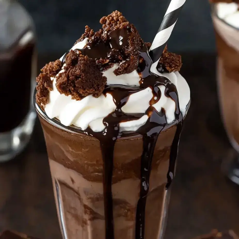Ein Schokoladen-Milchshake mit Schlagsahne.