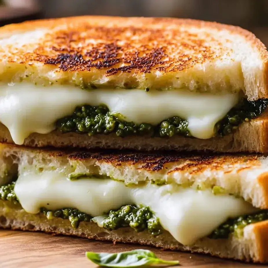 Zwei Stücke Käse-Spinat-Sandwiches.