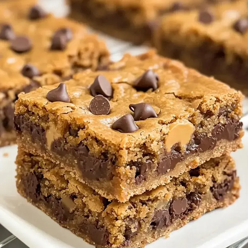 Ein Quadrat Schokoladenkuchen mit Schokostückchen.