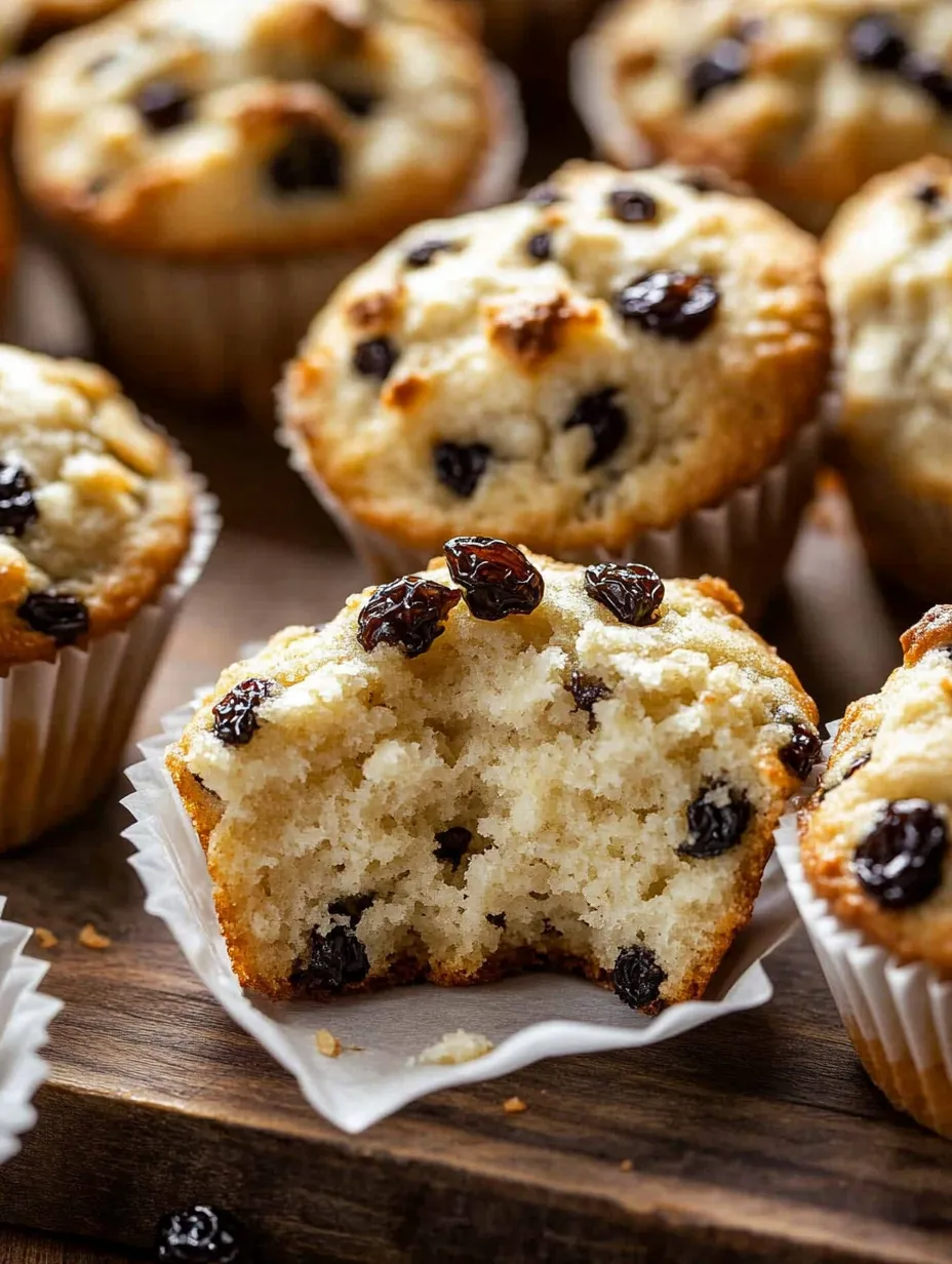 Ein Muffin mit Rosinen darin.