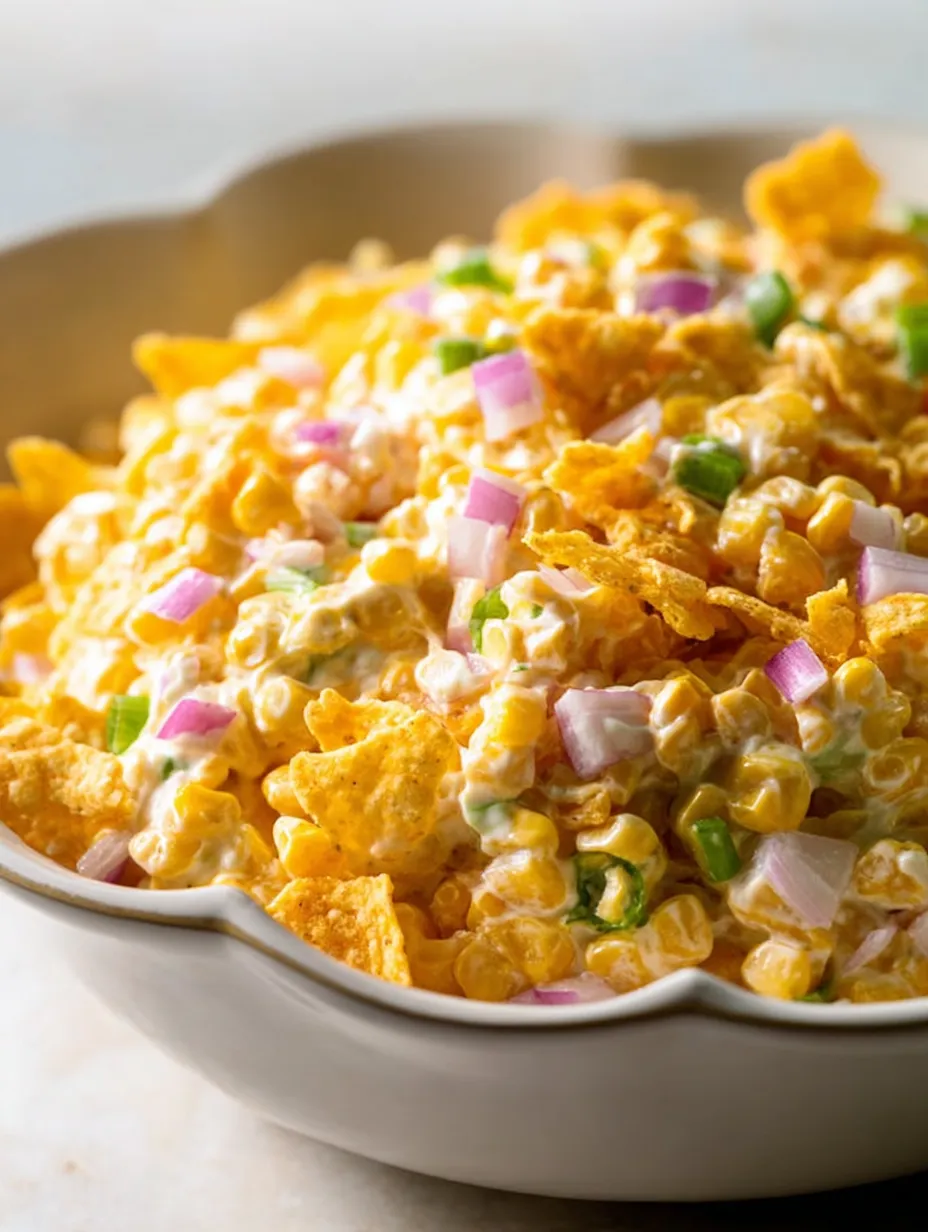 Eine Schüssel Nachos mit Käse und Zwiebeln.