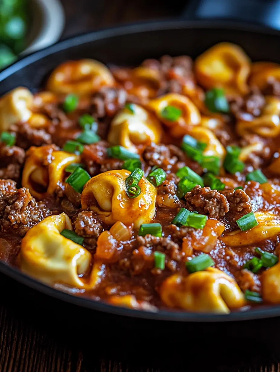 Eine Schüssel Pasta mit Fleisch und Gemüse.