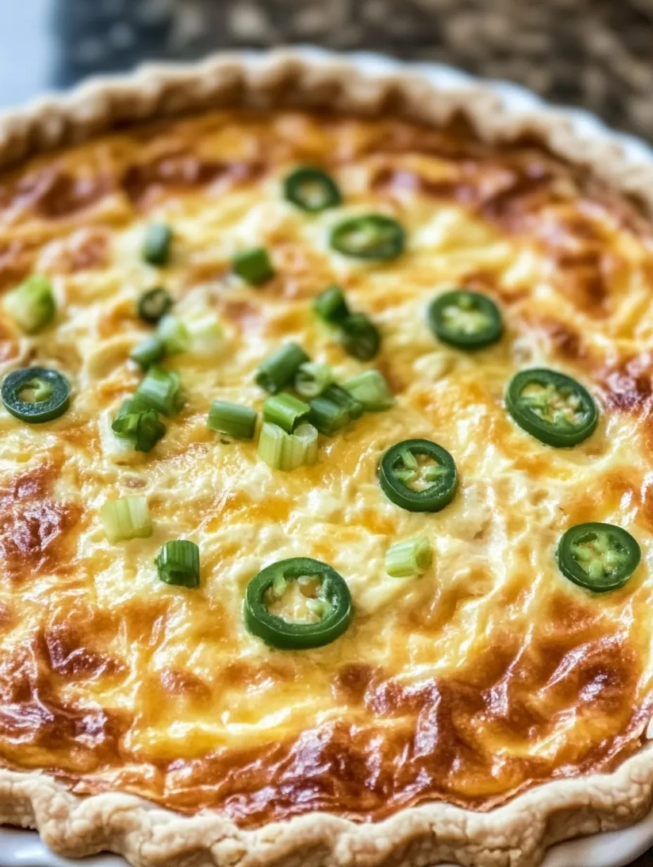 Eine Nahaufnahme eines Kuchens mit grüner Paprika und Käse.