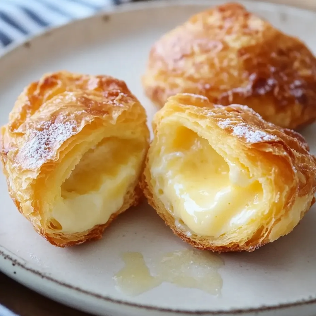 Zwei Gebäckstücke mit Käse in der Mitte.