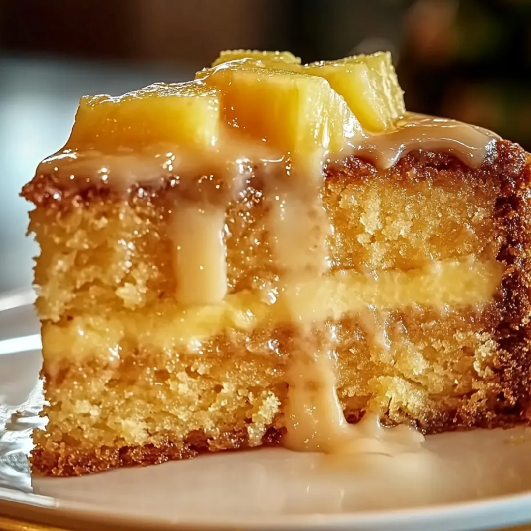 Ein Stück Kuchen mit Zuckerguss.