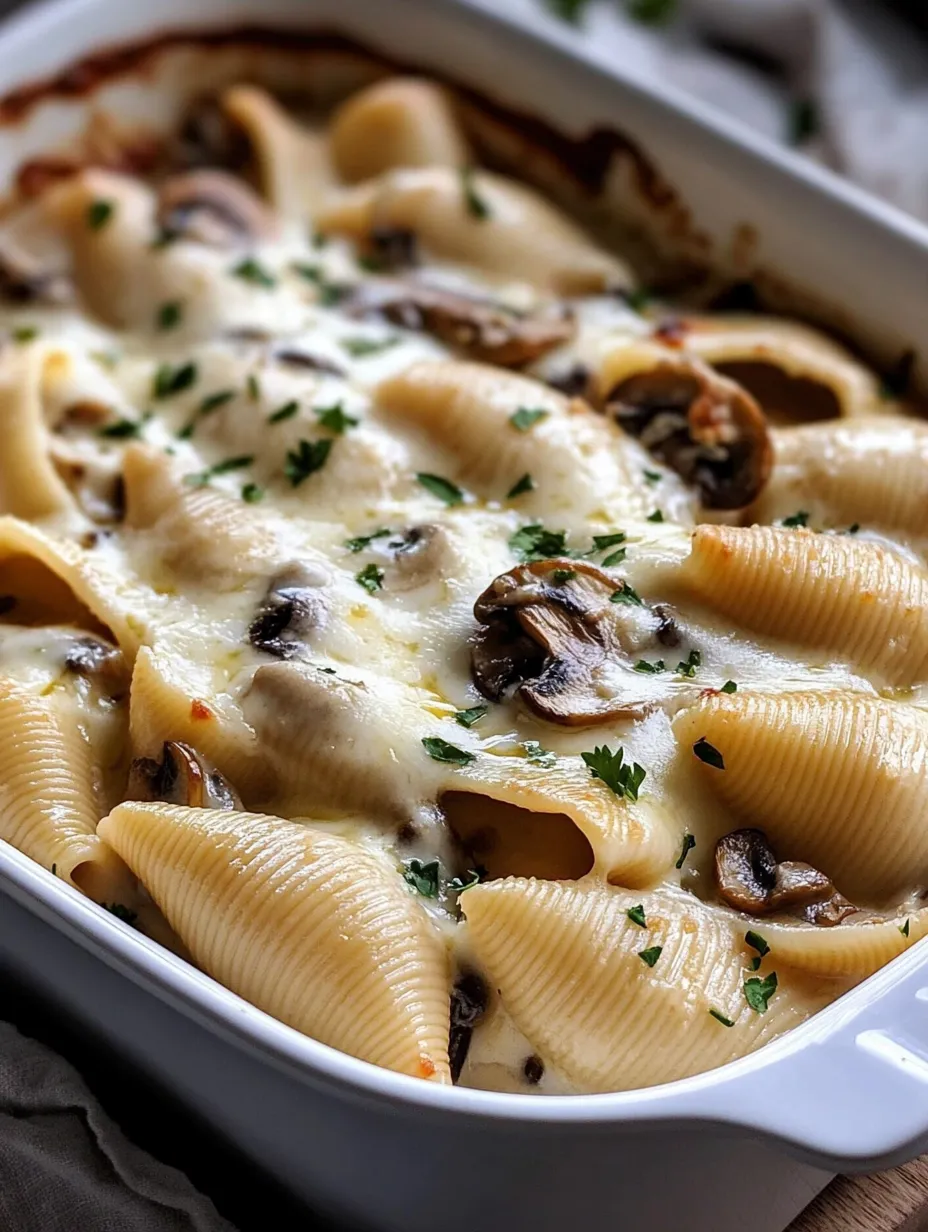 Eine Schüssel Nudeln mit Pilzen und Käse.