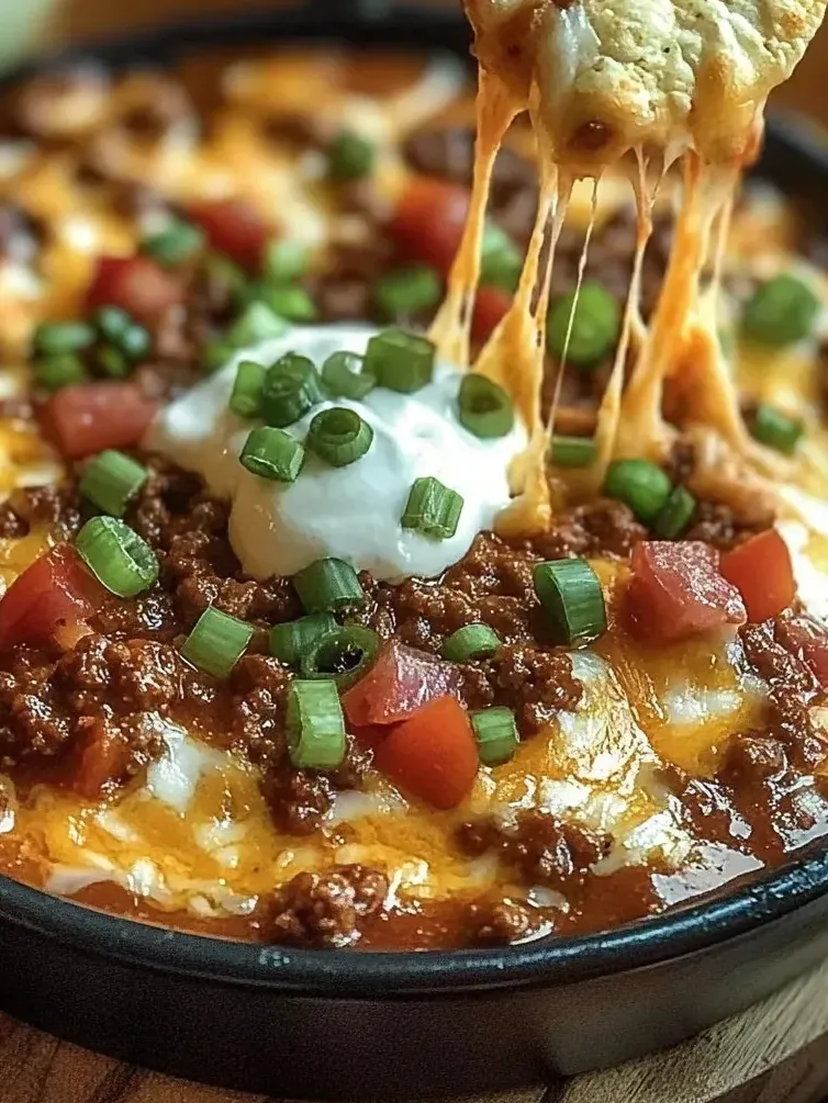 Eine Schale mit Chili, Käse und Tomaten.
