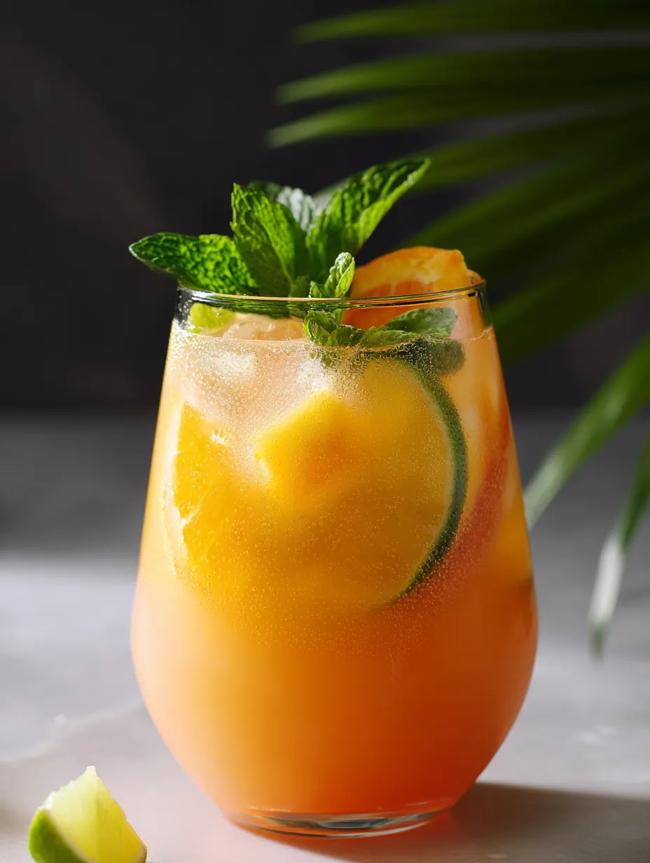 Ein Glas Orangensaft mit Zitronenscheibe.