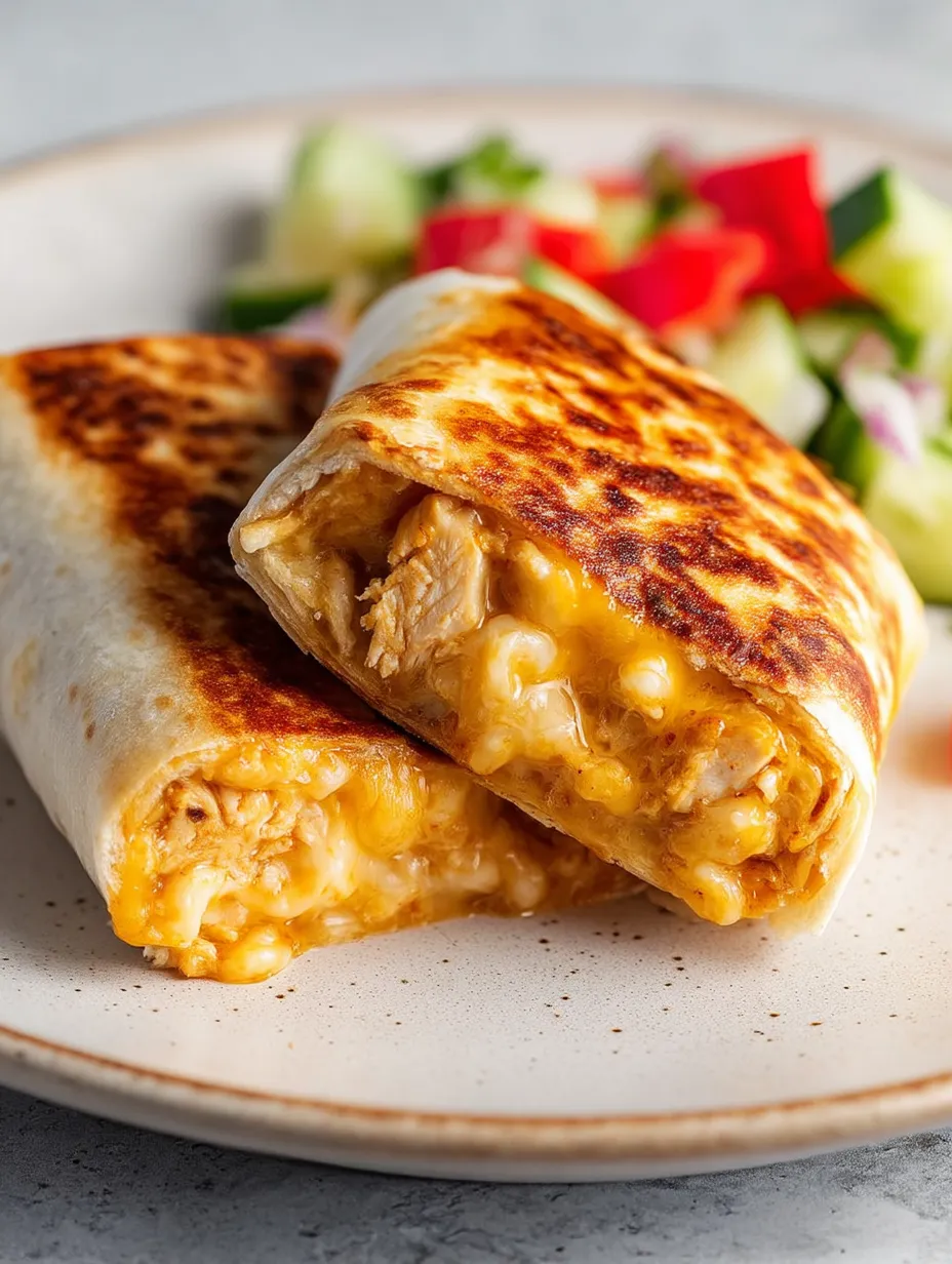 Ein Teller mit einem Burrito und etwas Salat.