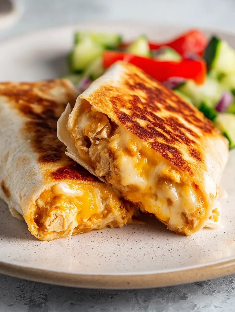 Ein Teller mit einem Burrito und etwas Salat.