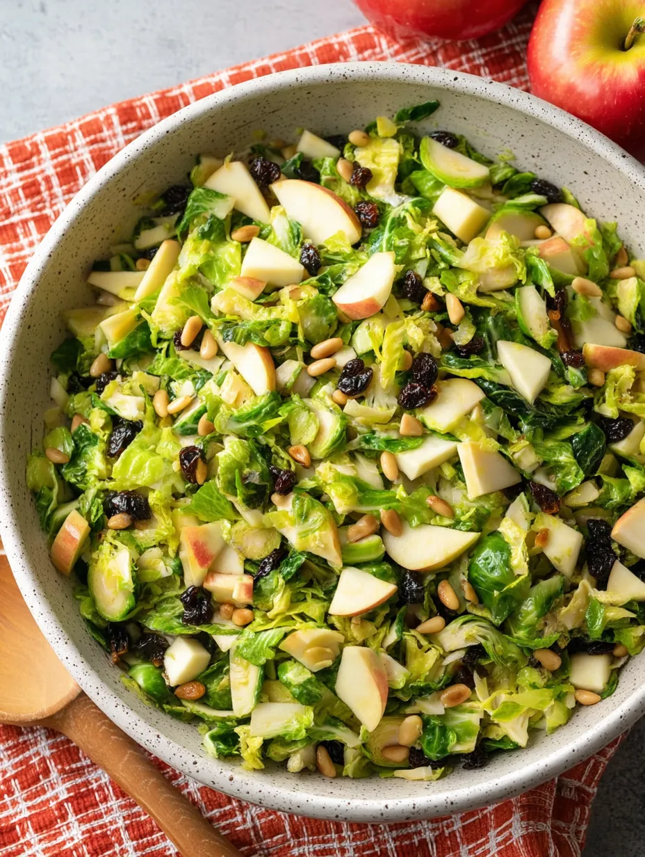 Schale mit Salat, Apfelstücken, Nüssen und grünem Gemüse.
