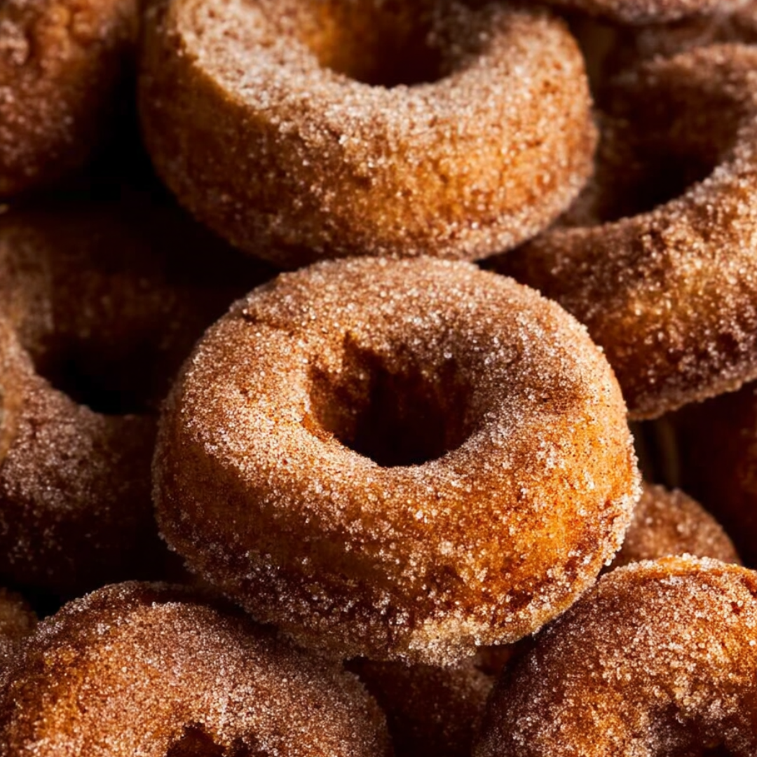 Ein Stapel Donuts mit Zuckerschicht.