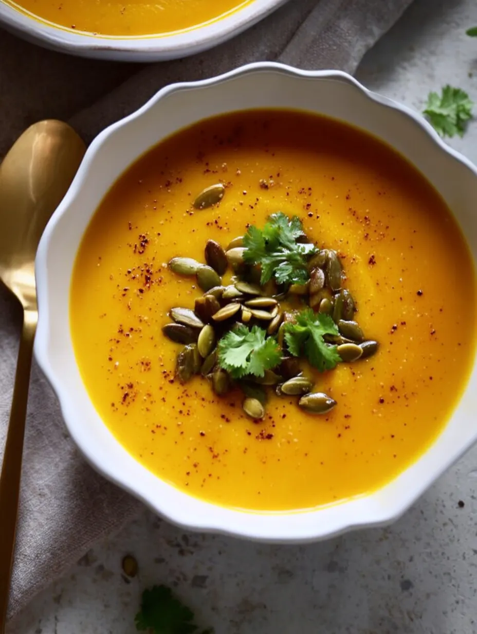 Eine Schüssel Suppe mit einem Löffel darin.