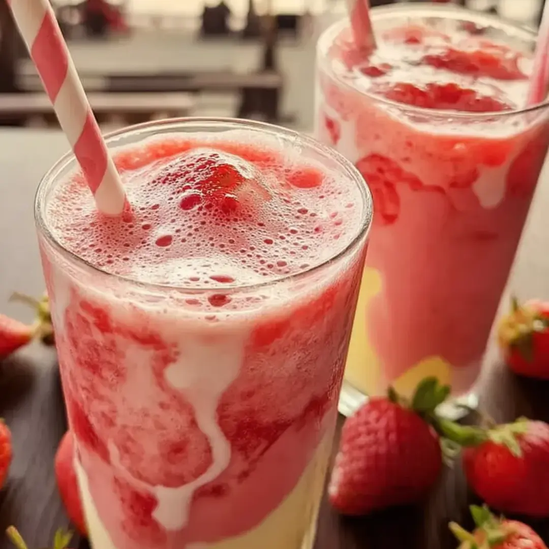 Zwei Gläser mit Erdbeer-Milch.