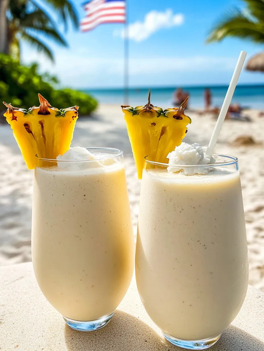 Zwei Ananas-Drinks stehen auf einem Tisch.