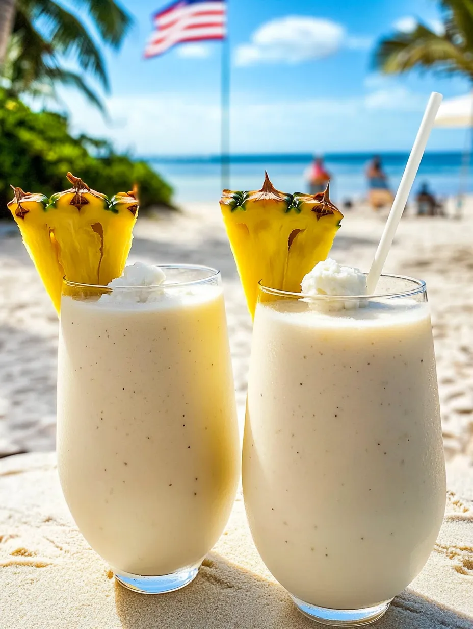 Zwei Ananas-Drinks am Strand.