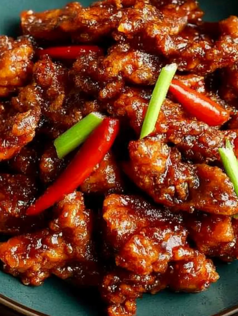 Ein voller Teller mit Chicken Strips und bunten Paprikastreifen.