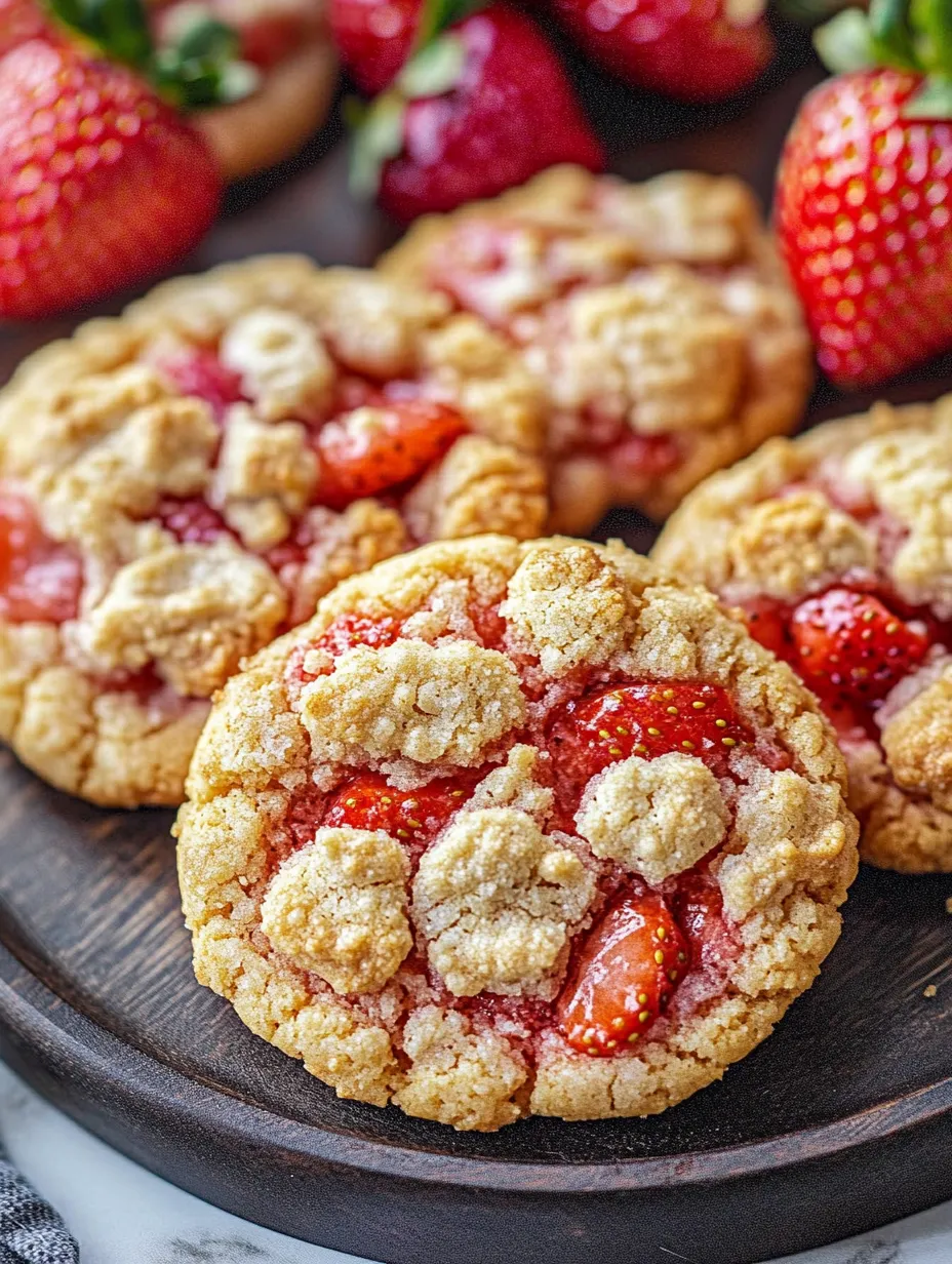 Ein Keks mit Erdbeeren oben drauf.