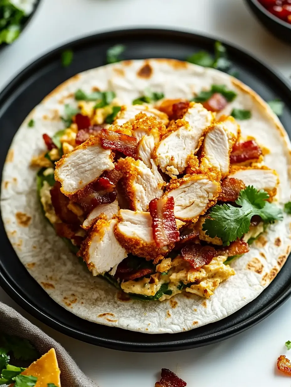 Ein Teller voller Hähnchen- und Bacon-Genuss.
