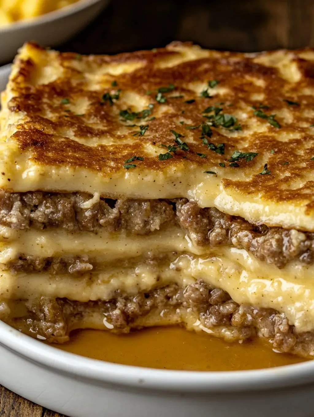 Ein Stapel aus Fleisch und Käse.