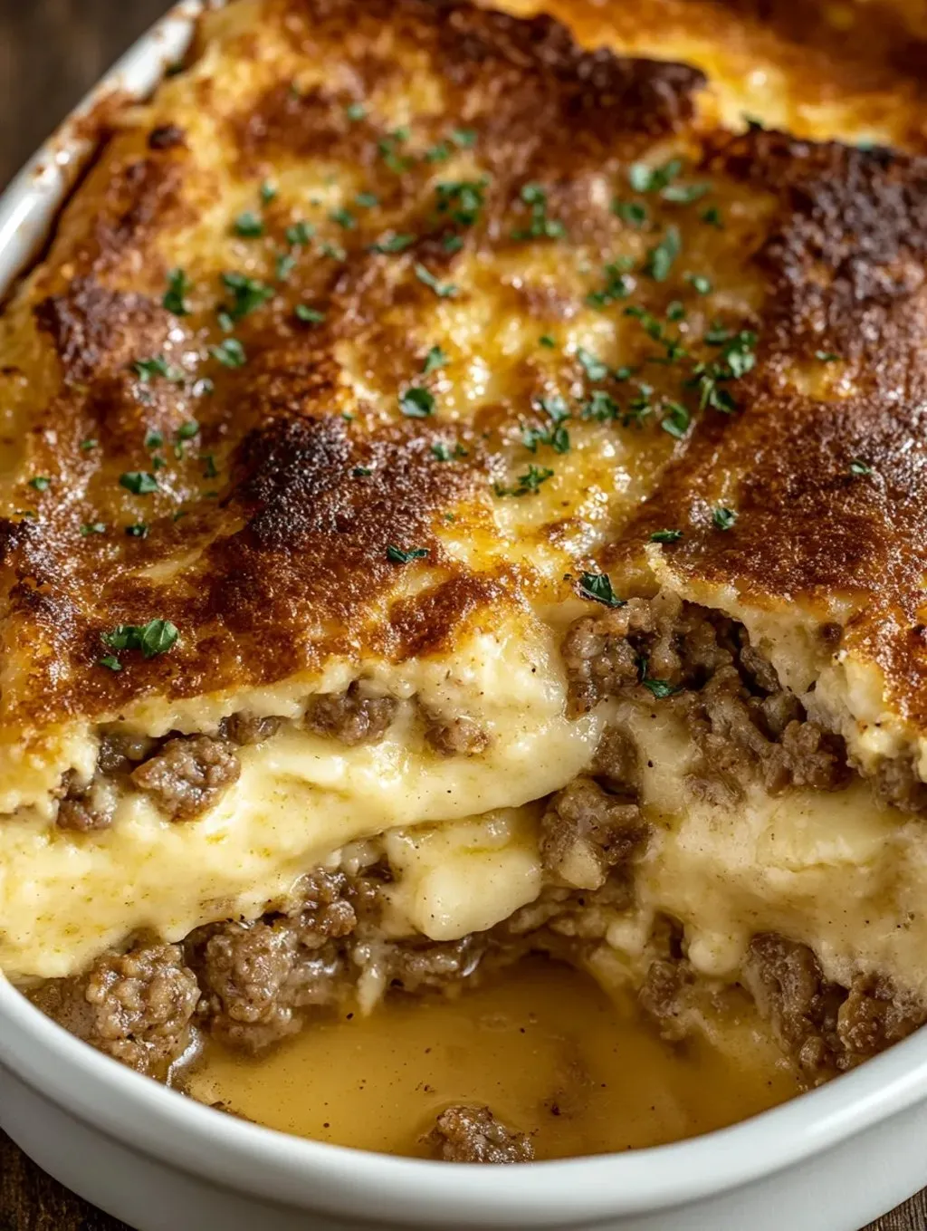 Nahaufnahme von leckerer Lasagne.