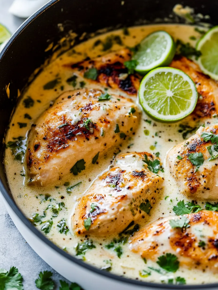 Eine Schale Hähnchen, obenauf Limetten.