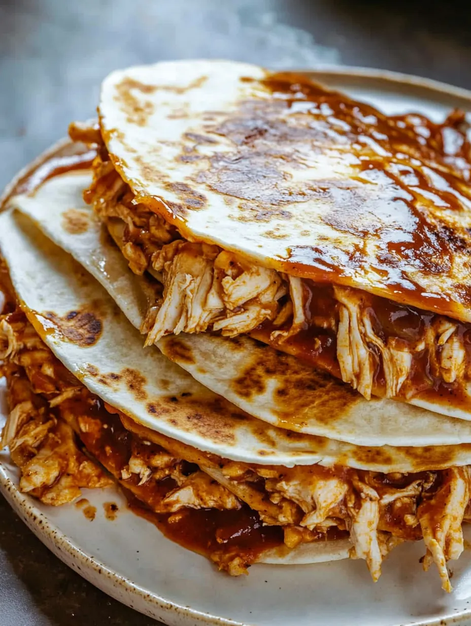 Ein Stapel Hähnchen-Pita-Sandwiches.