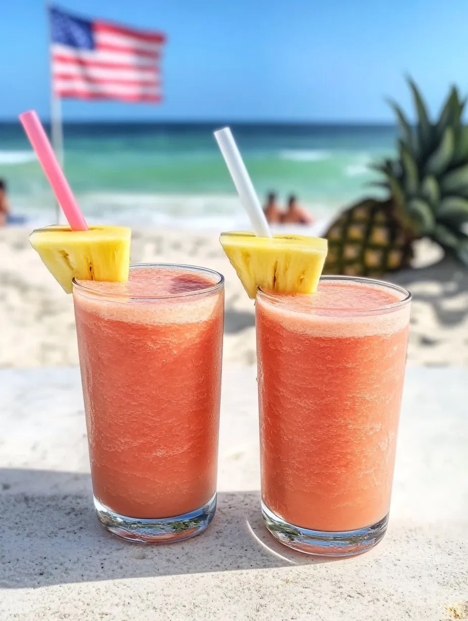 Zwei rosafarbene Smoothies mit Ananas obendrauf.