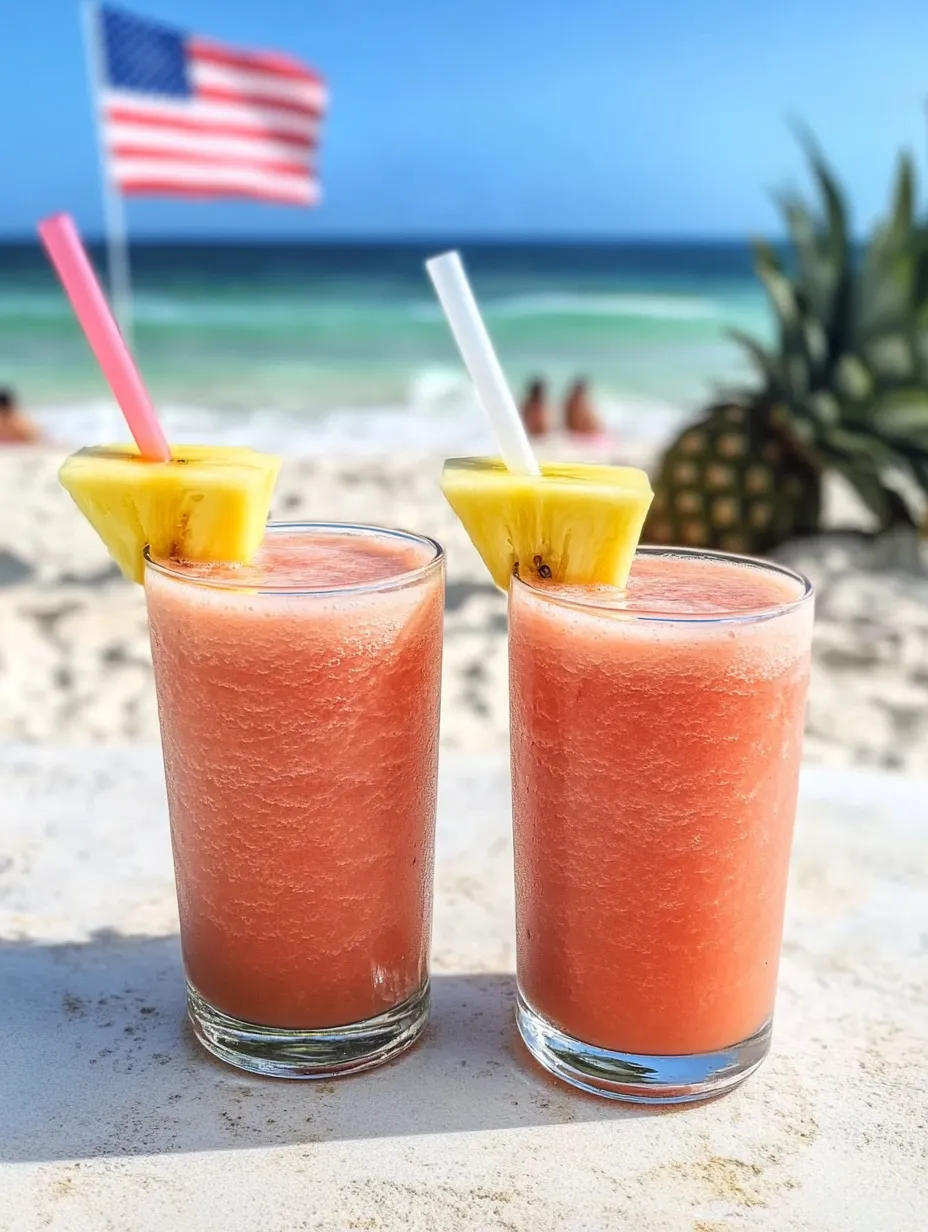 Zwei rosafarbene Smoothies mit Ananas obendrauf.