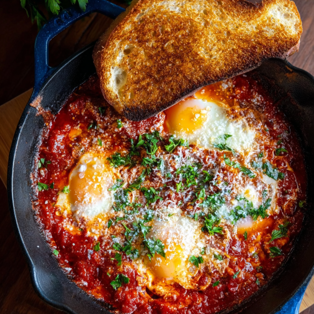 Eine Schüssel voller Essen, obendrauf ein Stück Brot.