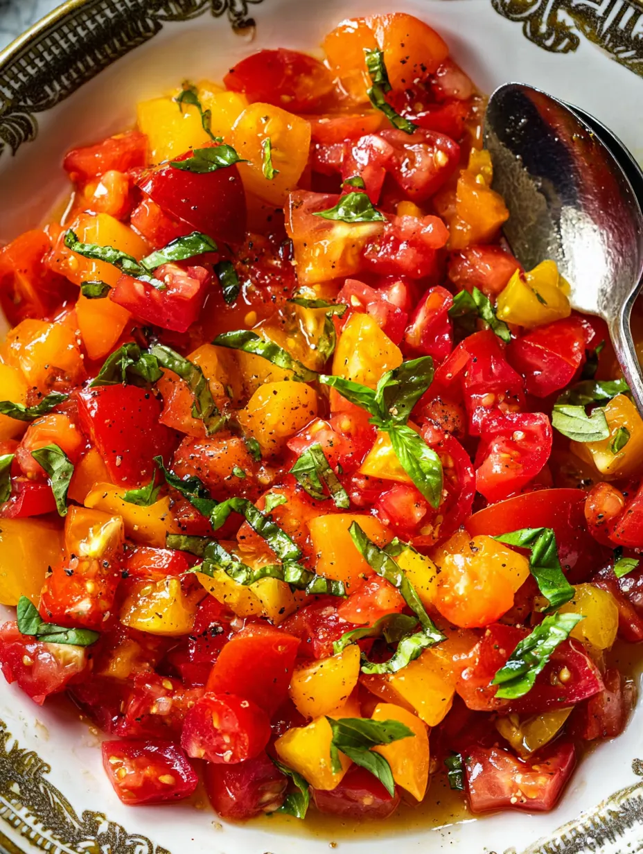 Eine Schale mit Tomaten und Basilikum.