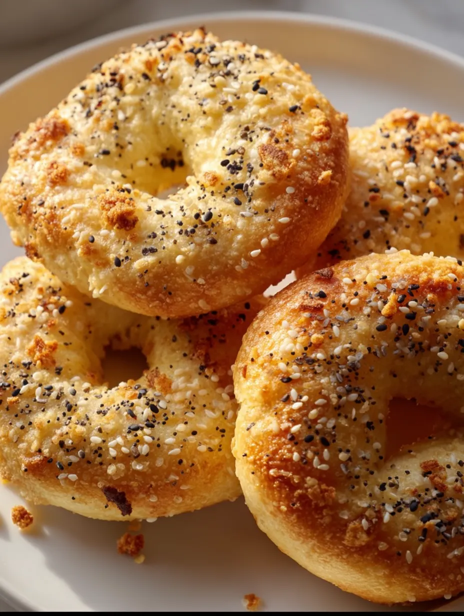 Ein Teller Bagels mit Sesam oben drauf.