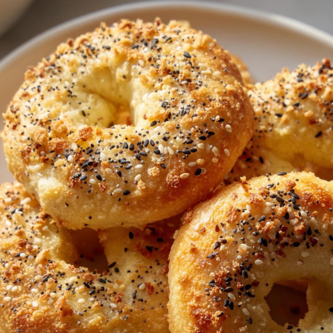 Ein Teller mit Mohn-Bagels.