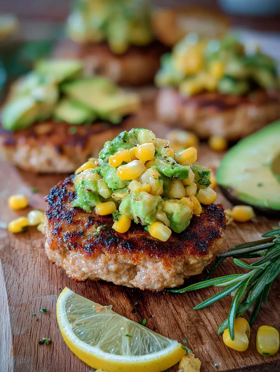 Ein Burger mit Avocado- und Maistopping.