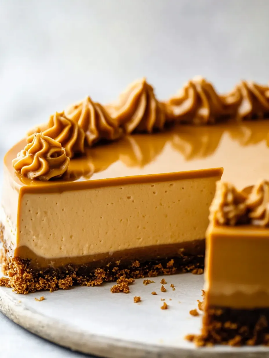 Karamell-Käsekuchenstück mit Karamellsauce.