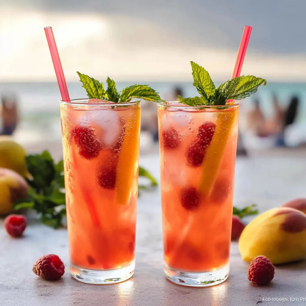 Zwei Gläser Fruchtsaft mit Strohhalmen.