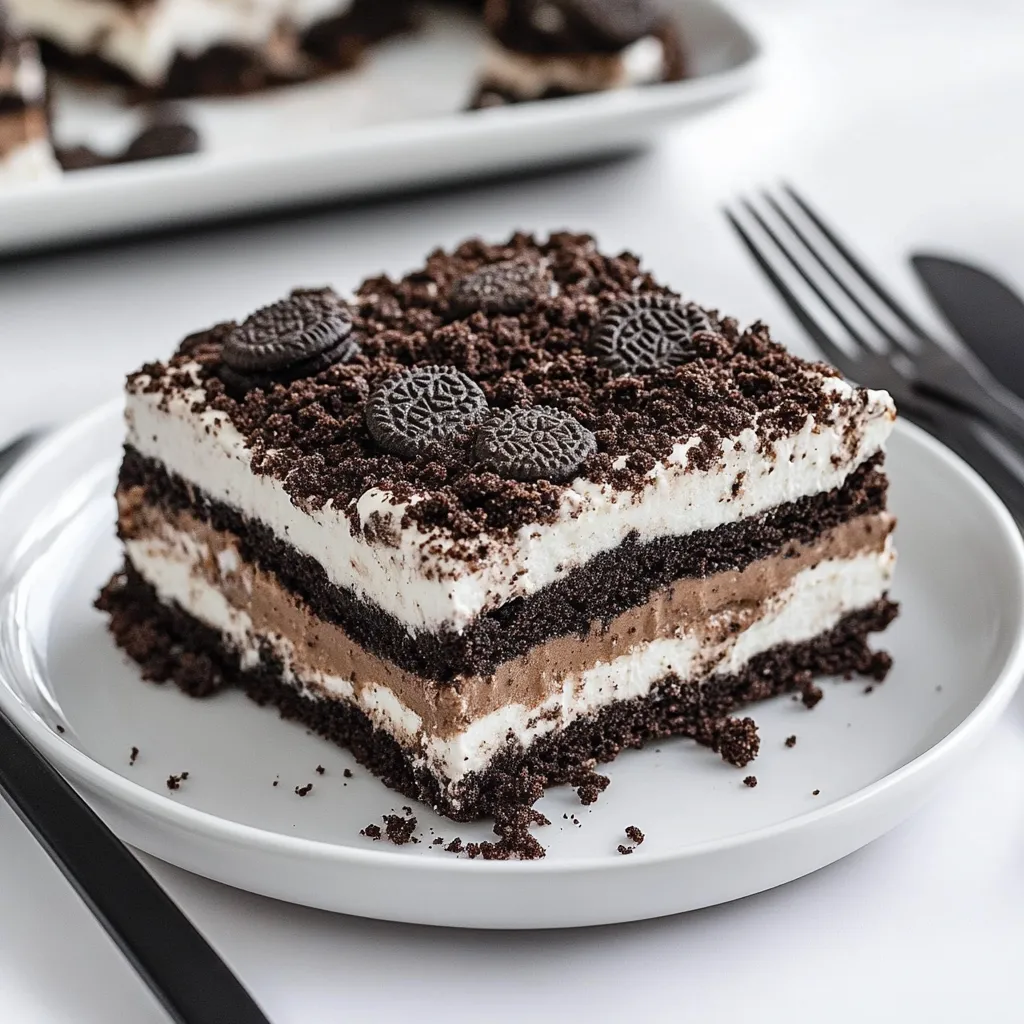 Ein Stück Schokokuchen mit Schokoladenstückchen obendrauf.