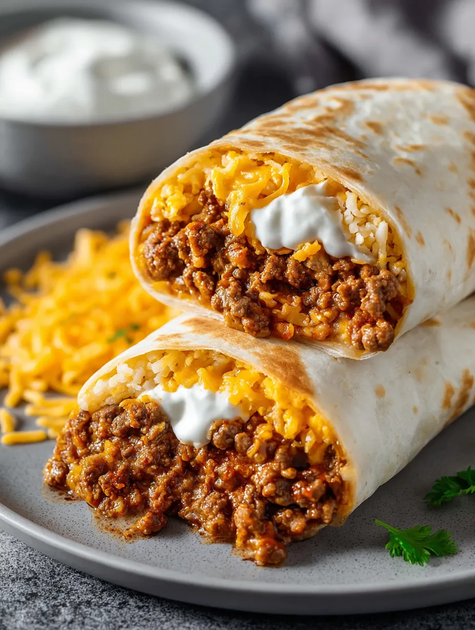 Ein Teller, auf dem zwei Burritos liegen.