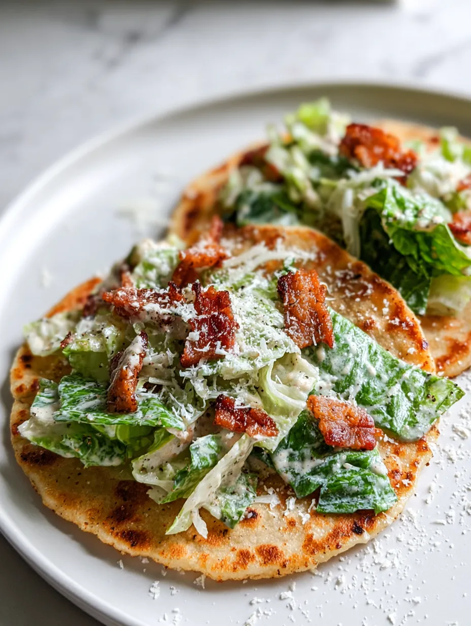 Ein Teller Essen mit Salat und Bacon.