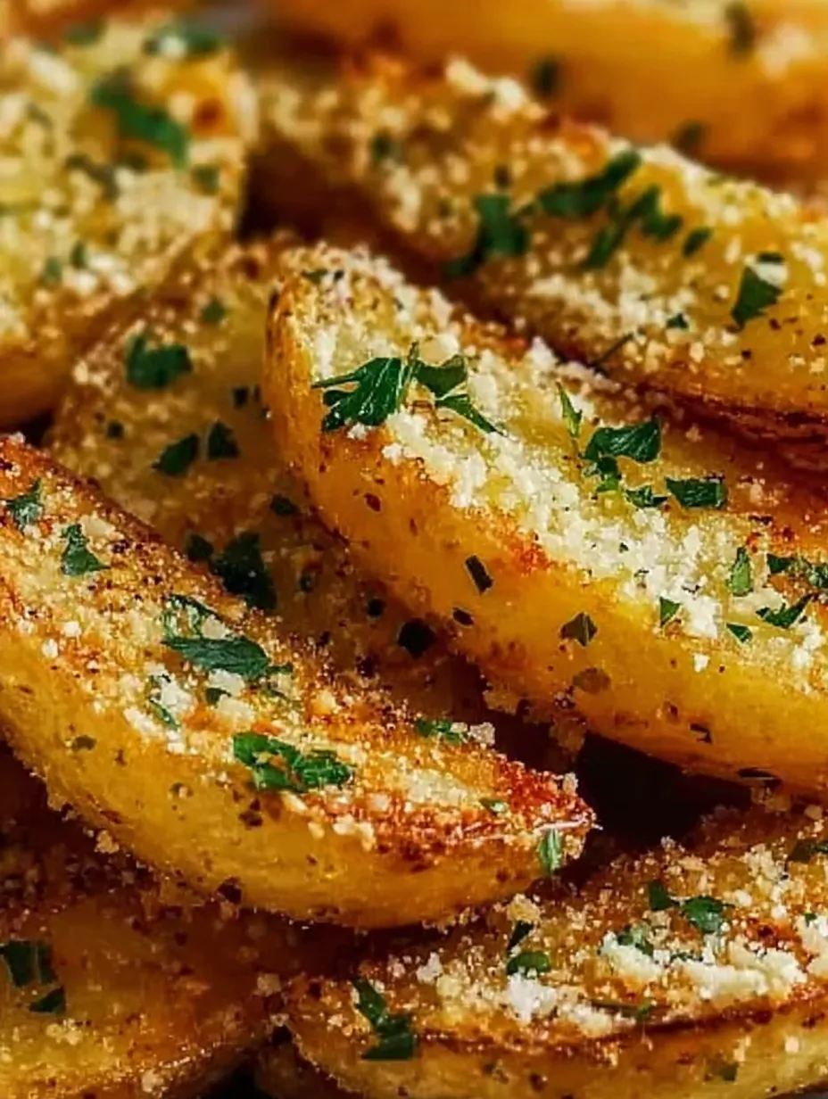 Nahaufnahme von Pommes mit Petersilie obendrauf.