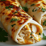 Zwei knusprige Hähnchen-Wraps liegen auf einem Teller.