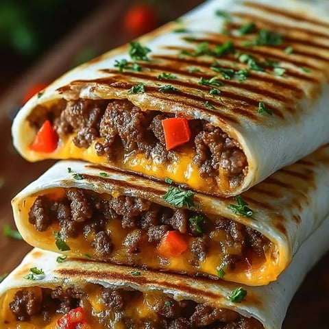 Ein Burrito mit Fleisch und Käse.