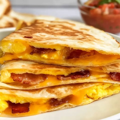 Ein Stapel Speck-Ei-Sandwiches.